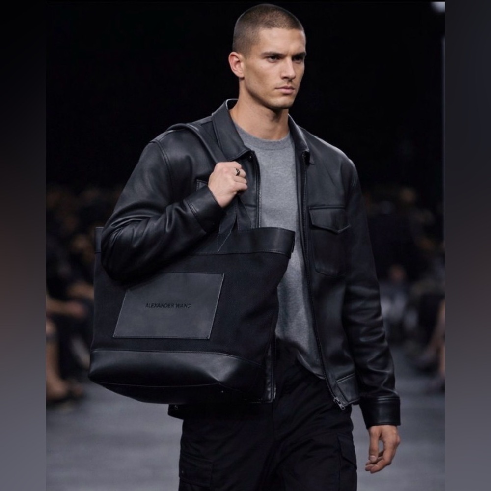 Alexander Wang Primal Leather Canvas Large  Black Tote men